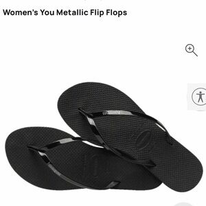 NEW Havaianas You Metallic Flip Flops/Slippers in Black - Size 7/8